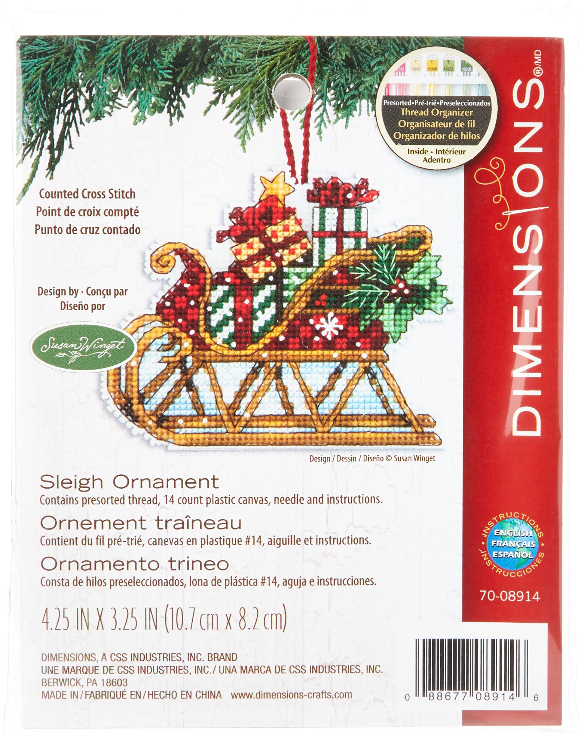 DIMENSIONS 70-08914 Counted X Stitch-Sleigh, White