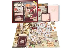 Aromoty Aesthetic Scrapbook Kit, Vintage Scrapbooking Supplies Kit for Bullet Junk Journal, A6 Grid Notebook, Stationary Journaling Supplies,DIY Craft Decor Birthday Gifts for Women Kid Teen Girl