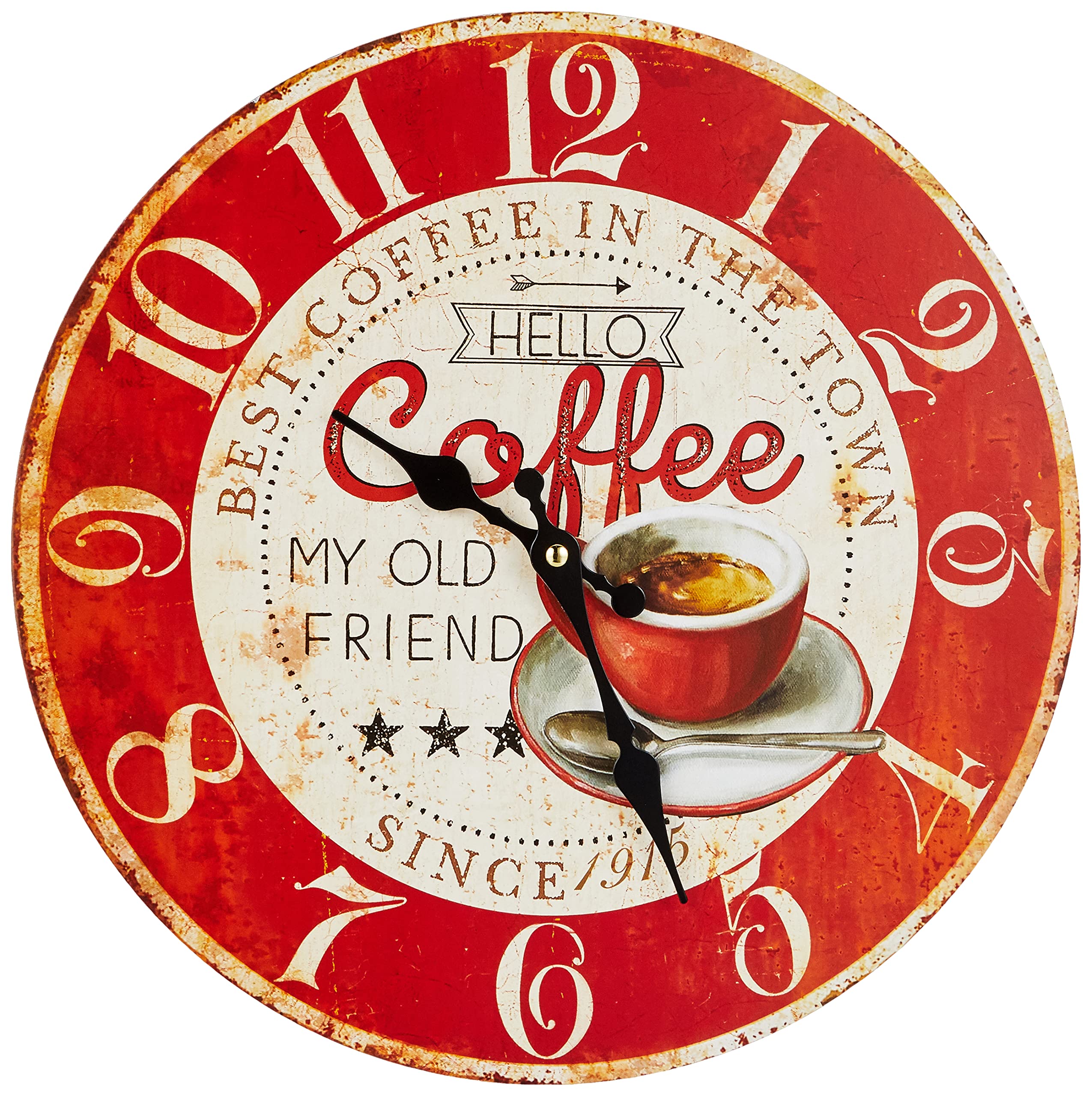 TFA Dostmann Analogue wall clock Vintage, 60.3045.12, nostalgic retro motifs, easy to read, wooden look