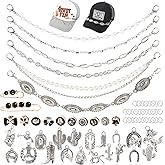 Meneng Cowgirl Hat Accessories Kit: 36PCS Western Trucket Hat Chains Bill Decoration for Women - Bling Metal Detachable Chains Bulk for Mesh Baseball Cap
