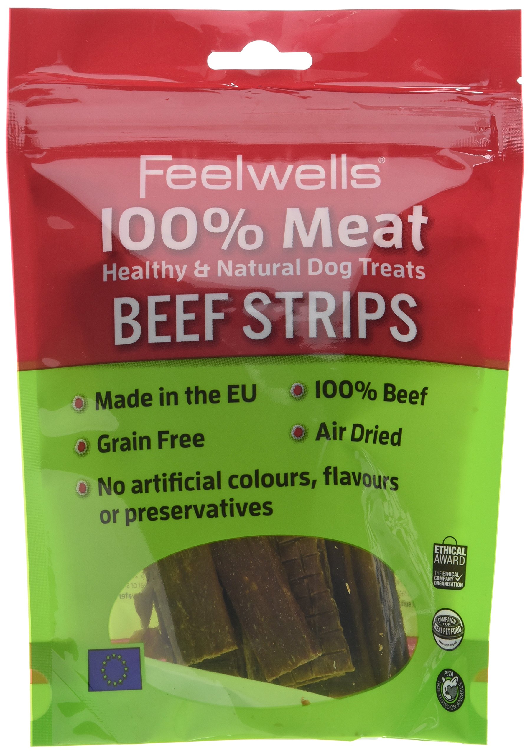 Feelwells 100% Meat Treats Beef Strips, 10 x 100 g