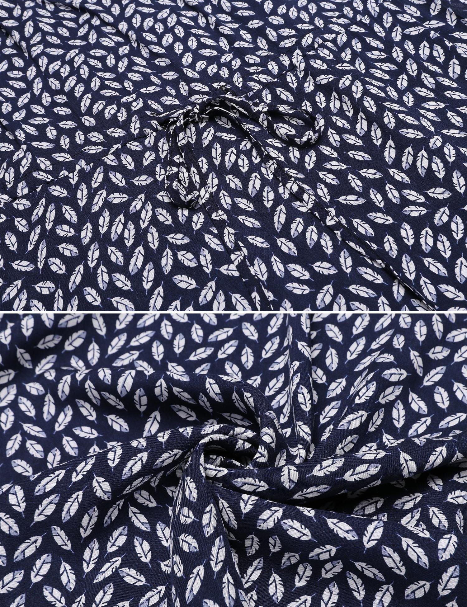 Zeagoo Women Boho Off the Shoulder Floral Print Casual Swing Maxi Dress Navy blue S