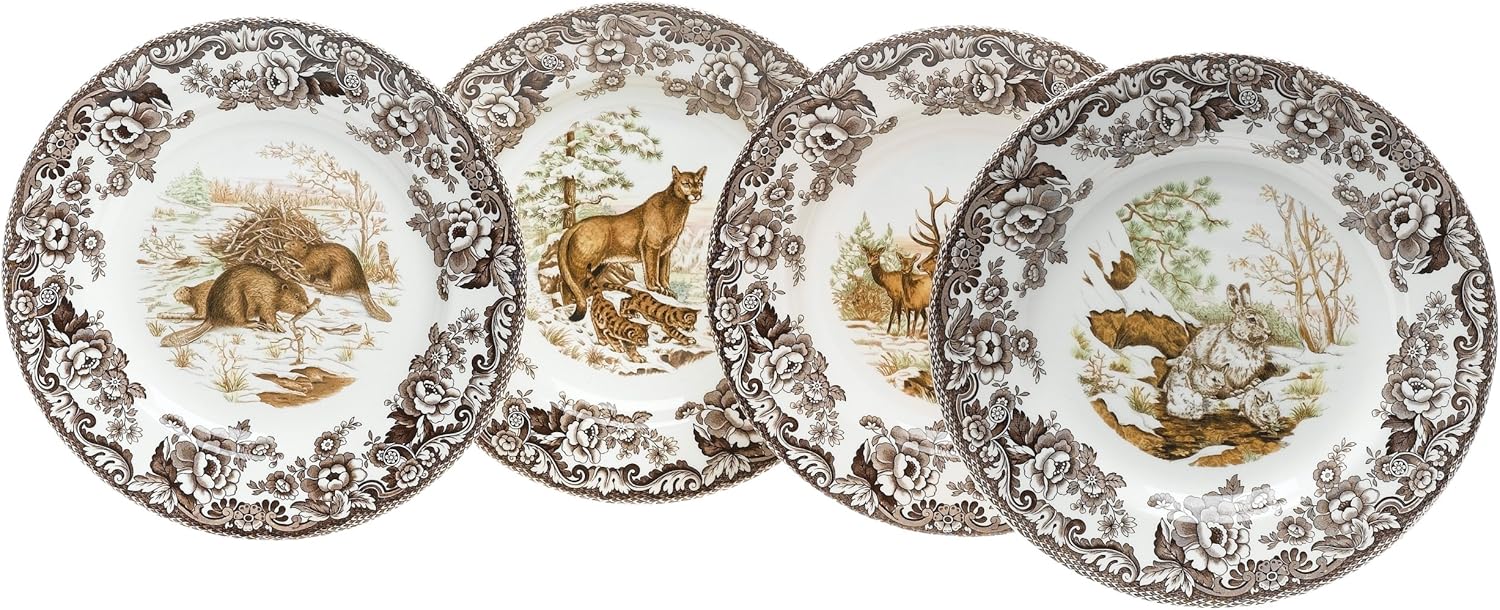 Spode Woodland American Wildlife Set of 4 Winter Scenes