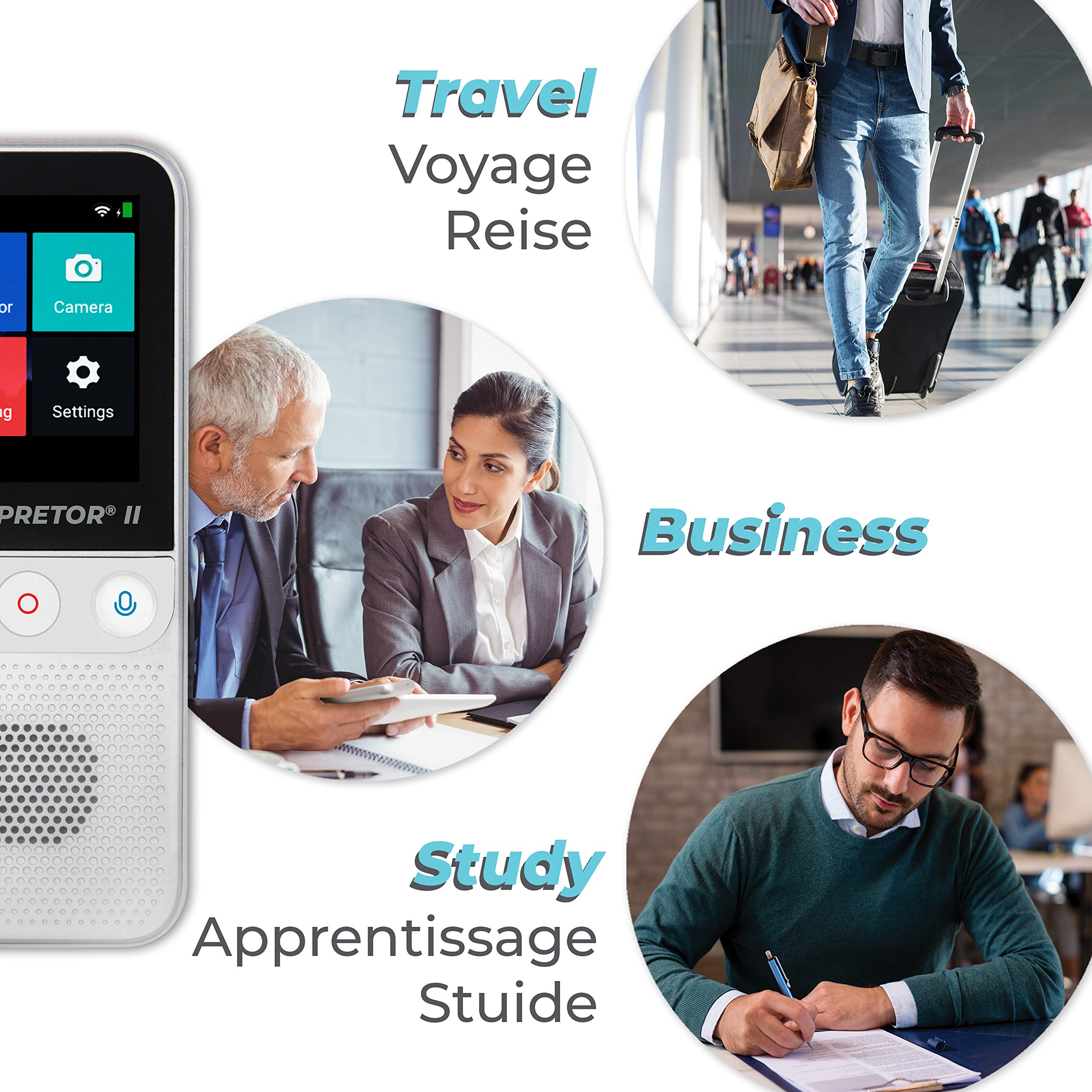 LEXiBOOK NTL3000 Interpretor 2-137 Languages Instant Voice, Photo, Memo Translation, Multilingual Portable Speaking, Earphones Jack, Wi-Fi and Offline