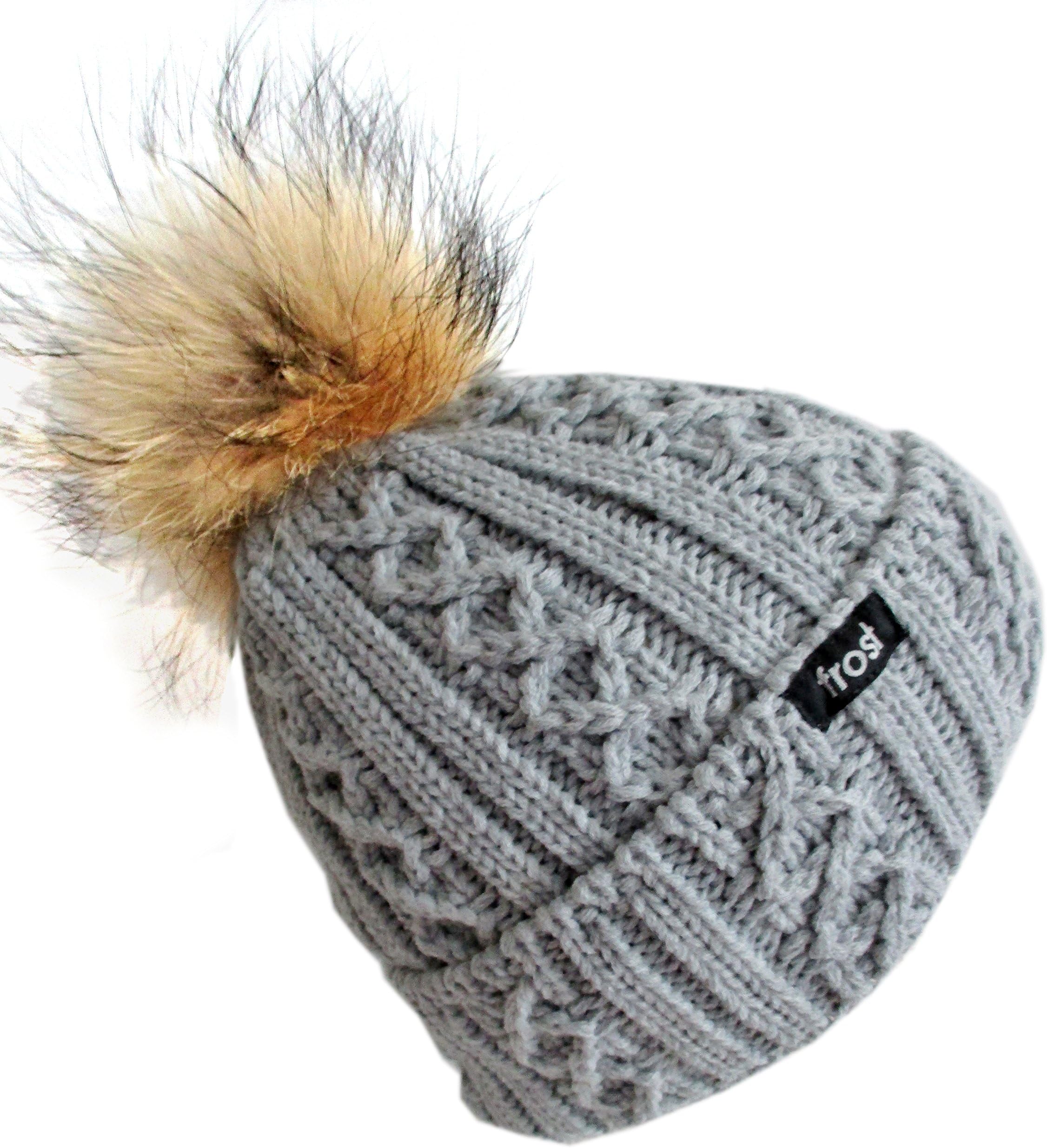 Frost Hats Winter Women Asian Raccoon Pom Beanie Hat M-2013-340RN