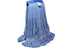 Turkey Creek Essentials Mop Heads Commercial Grade USA Made Looped End Heavy Duty Large Mop Head of Blue 4-Ply Synthetic Yarn Industrial Wet Mop Head Replacement and String Mop Refills (1, Large)