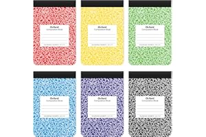 Oxford Jr. Composition Notebooks, Notebooks for School, School Supplies, Half Size, Kids Journal, 7-1/2 x 4-7/8 Inches, College Ruled Paper, 80 Sheets, Primary Marble Covers, 6 Pack (63774)