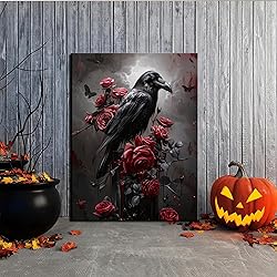 Gothic Canvas Wall Art Set of 3, Romantic Rose