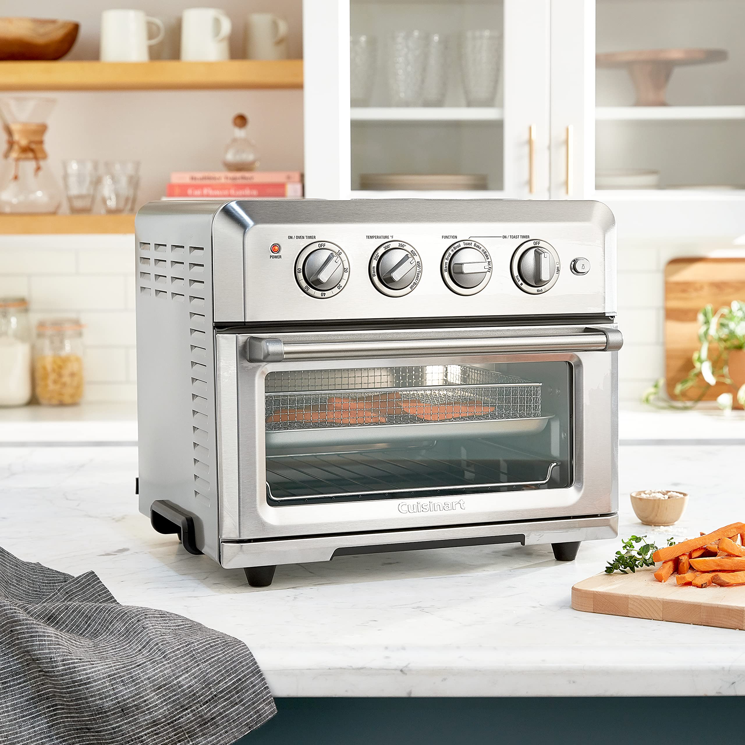Cuisinart Convection Toaster Oven Airfryer Combo, 6-in-1 1800 Watts, XL Capacity Convection Oven with 60-Minute Timer/Auto-Off for Toast, Bake or Broil, Stainless Steel, CTOA-122