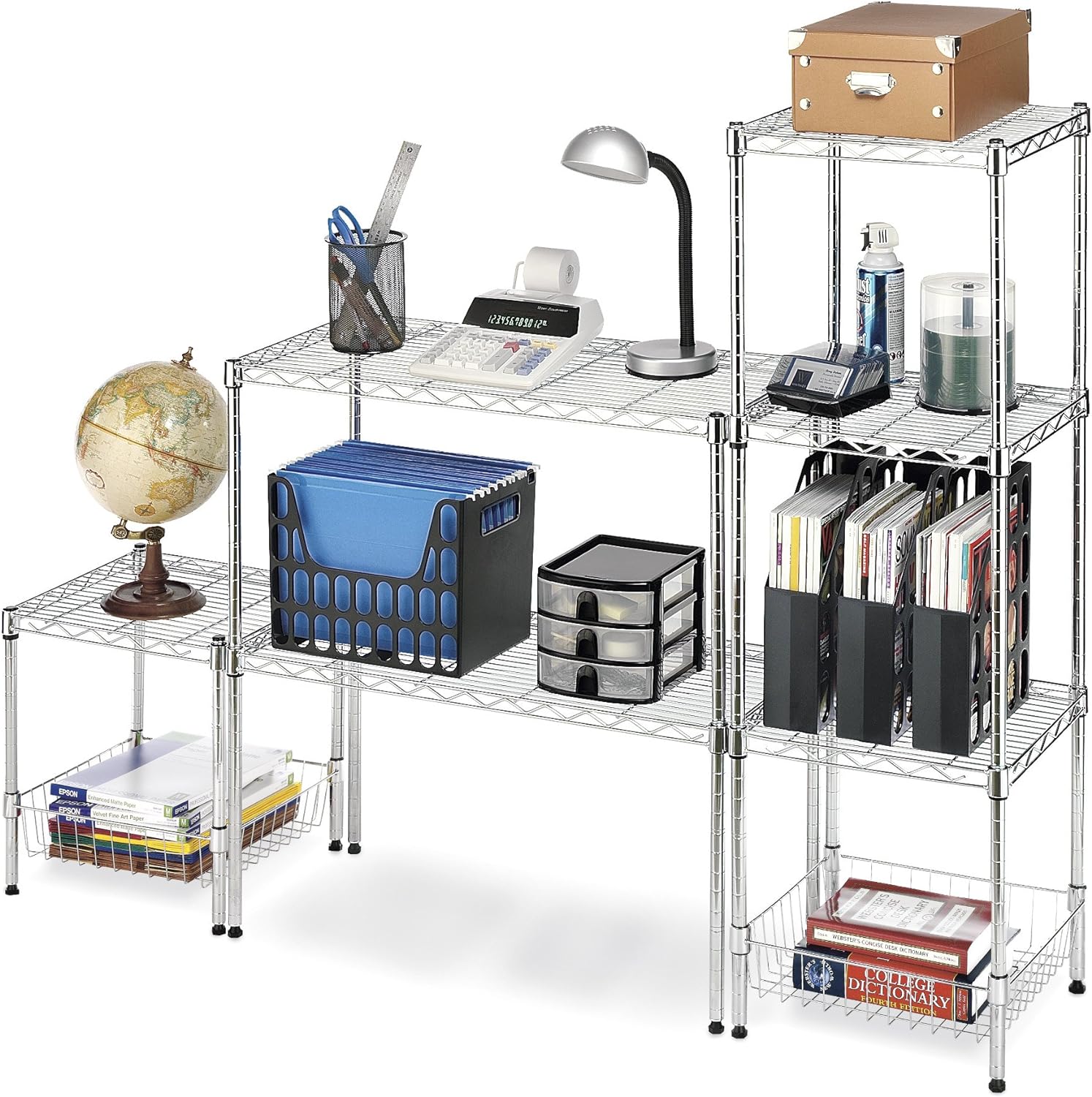 Whitmor Supreme Wide Stacking Shelf - Heavy Duty - Adjustable - Chrome: Home & Kitchen