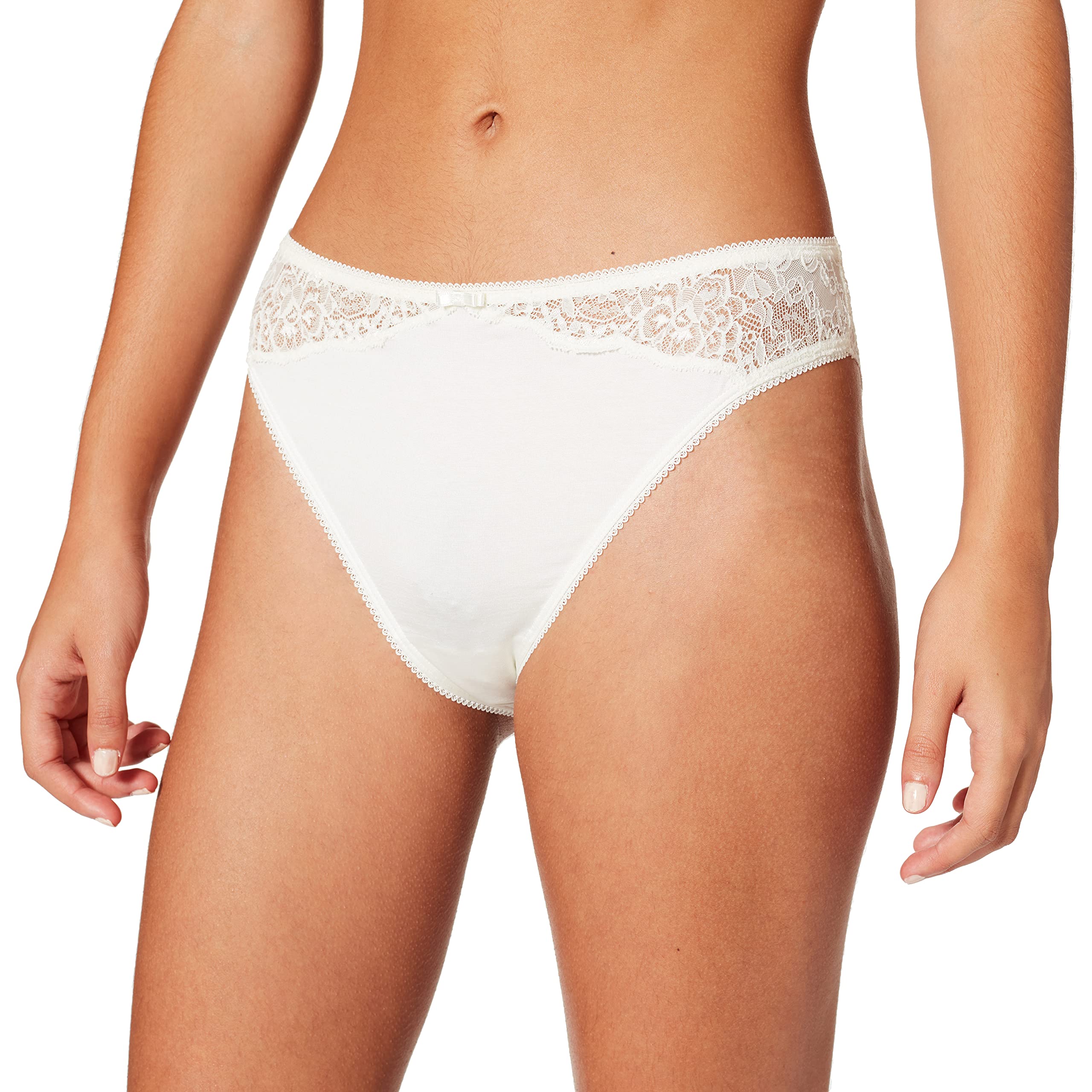 CALIDA Sensual Secrets Women's Regular Cut Sheer Lace Back Briefs, Alabaster Crème, 40-42