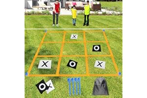 DHXGON Giant Tic Tac Toe Strap Game Outdoor, Portable Tic Tac Toe Bean Bag Toss with 10pcs Bean Bag, Large Outdoor Lawn Yard Backyard Carnival Field Day, Jumbo Yard Games for Family