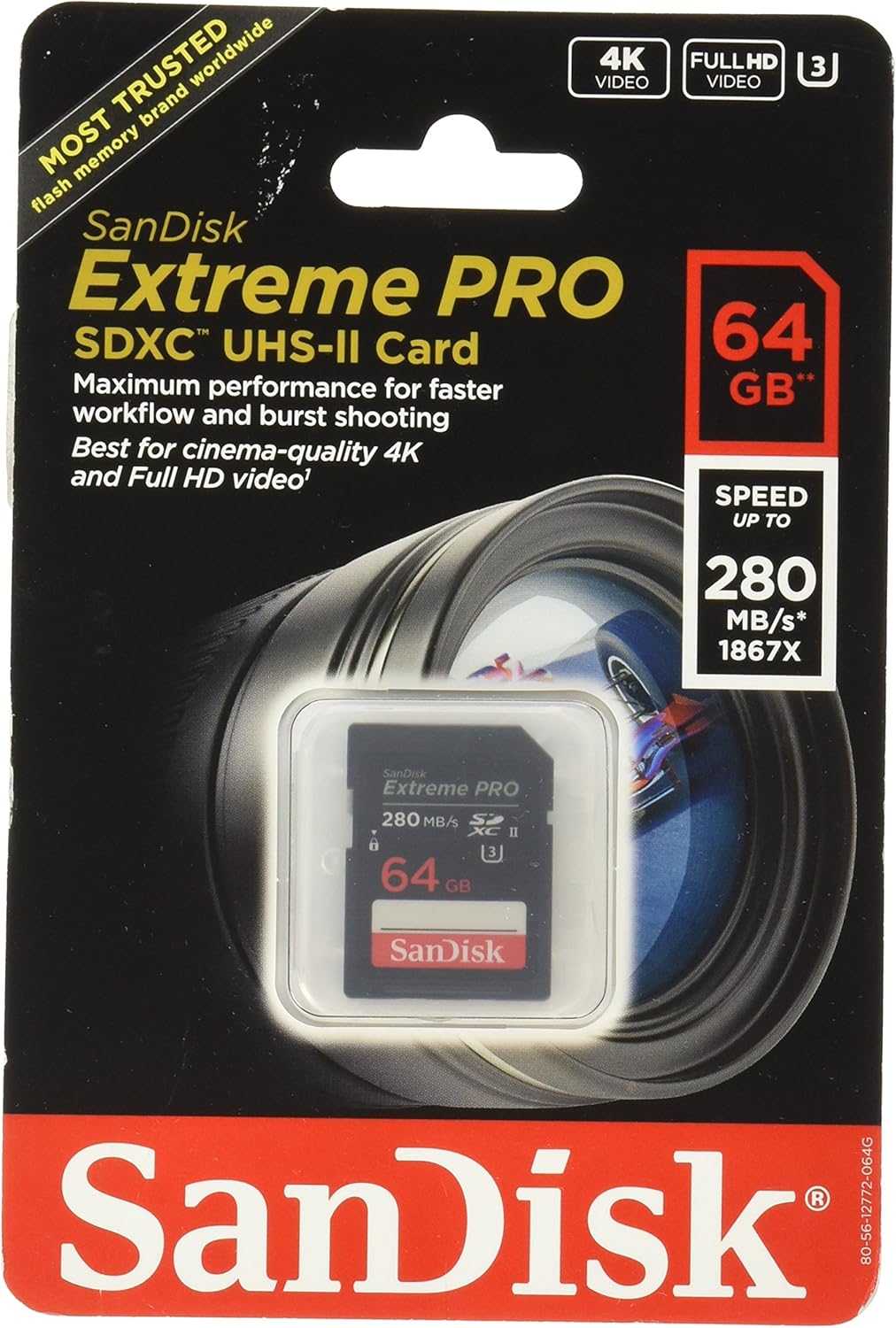 Sandisk Extreme Pro Flash Memory Card 64 GB SDXC UHSII (SDSDXPB064GA46) Amazon.co.uk