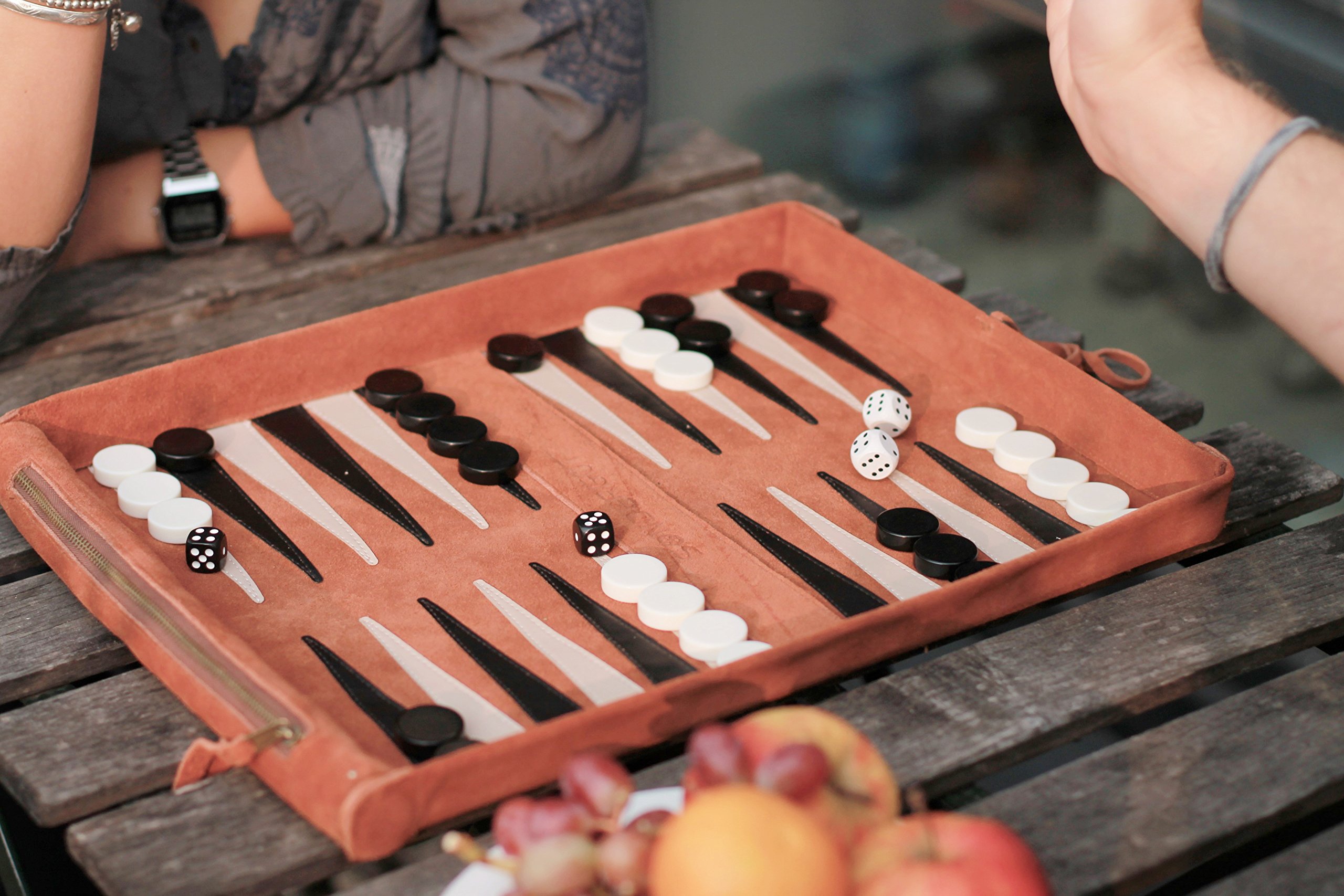 Sondergut Roll-up Portable Suede Deluxe Backgammon Game Set- Elegant Design - Pop-Up Playing Field - Ideal for RV Travel, Cruise, Airplane, Camping, Backpacking, Road Trips, Etc.