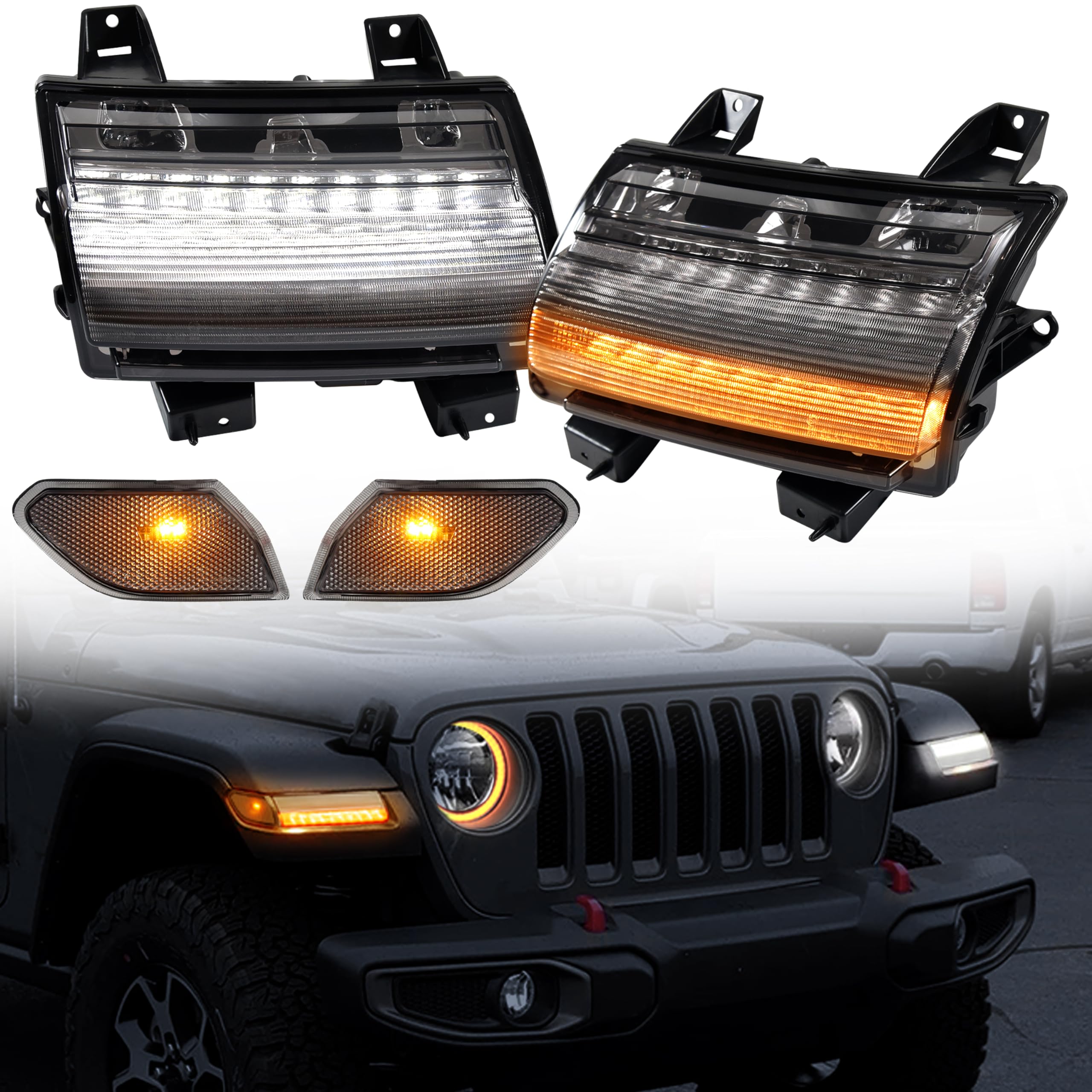 Photo 1 of KEWISAUTO LED Sequential Flashing Turn Signal & Side Marker Lights Kit for Wrangler JL, Fender Flares Lights Wheel Eyebrow Light DRL for Jeep Wrangler JL 2018-2022 Accessories