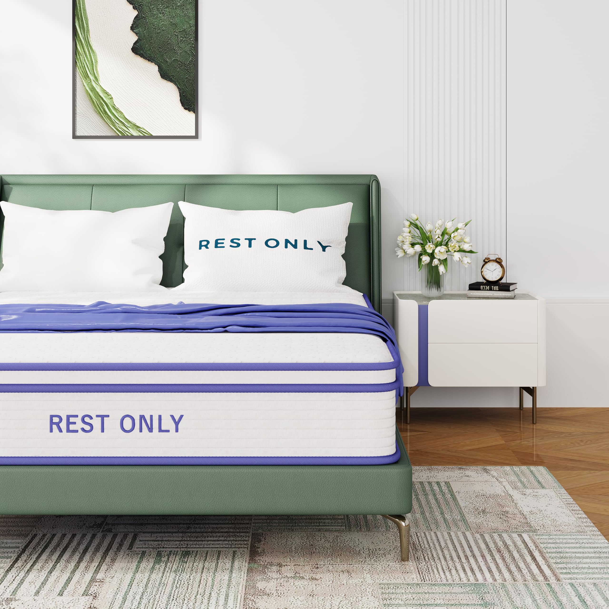 Photo 1 of Queen Mattress 10 Inch, Rest Only Queen Mattress in a Box, Memory Foam & Individually Wrapped Coils Pocket Spring for Motion Isolation and Pressure Relief, Medium Firm