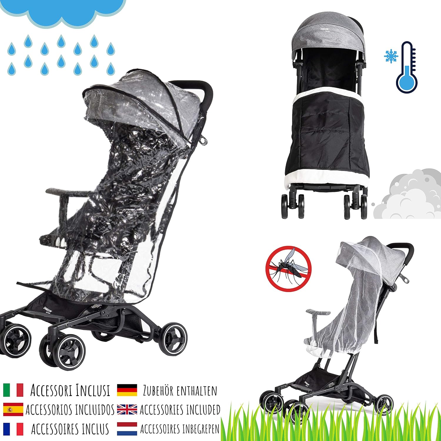 Lightweight Strollers for Toddlers up to 4 Years by ZANCLEM, Grey - Image 5