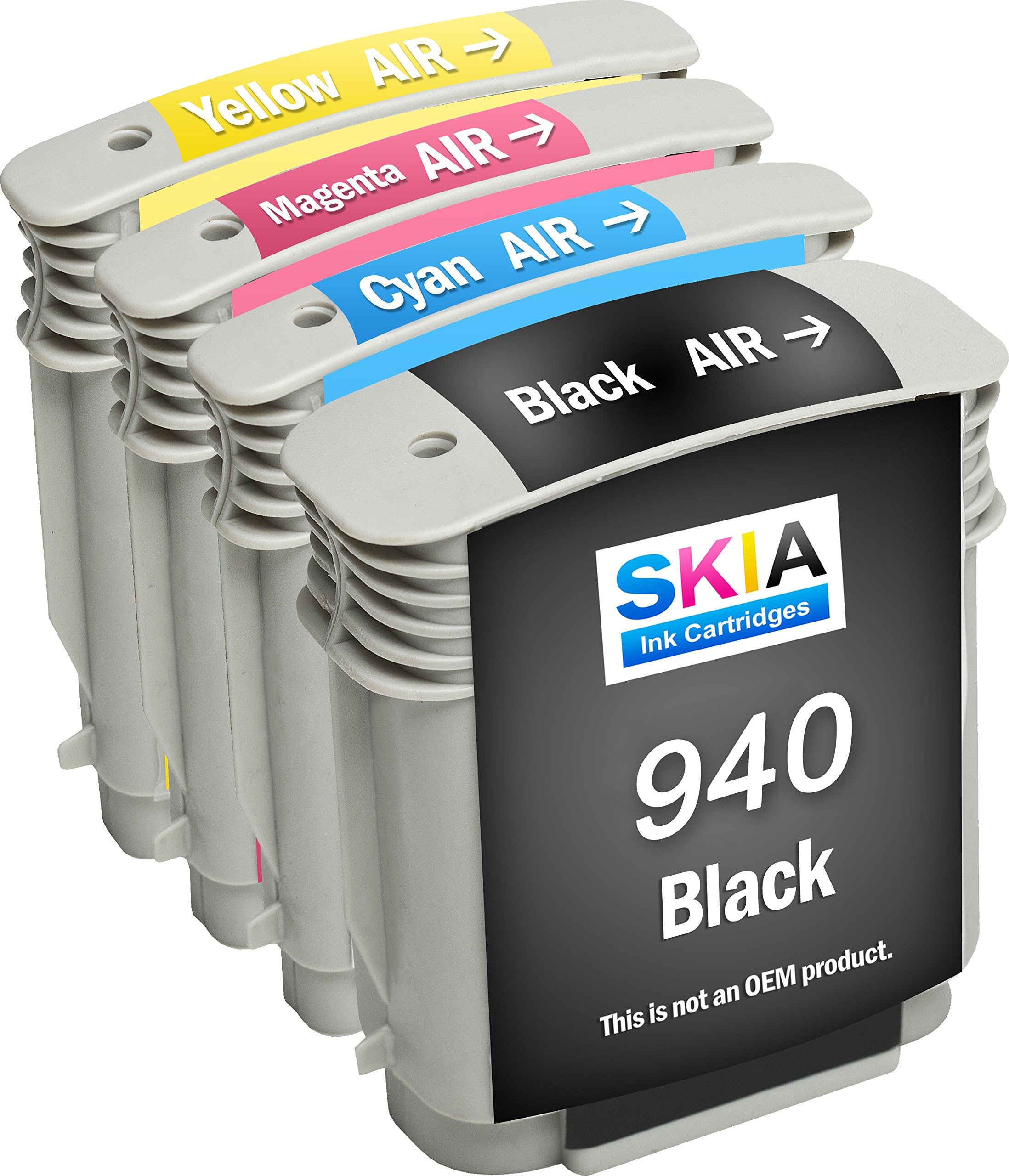 4 Pack Skia Ink Cartridges for HP Officejet Pro 940 XL C 2 N 93 AE 4902 4906 4907 4908 4909 8000 8500 A (809 909 909 g 909 n)