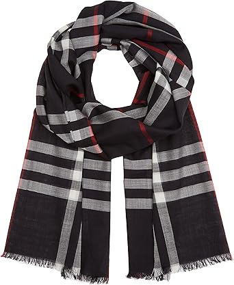 lightweight check wool silk scarf