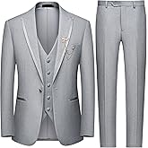 WEEN CHARM Men's 3 Piece Suit One Button Blazer Jacket Vest Pants Set Slim Fit Formal Wedding Business Suit Tuxedo Suit