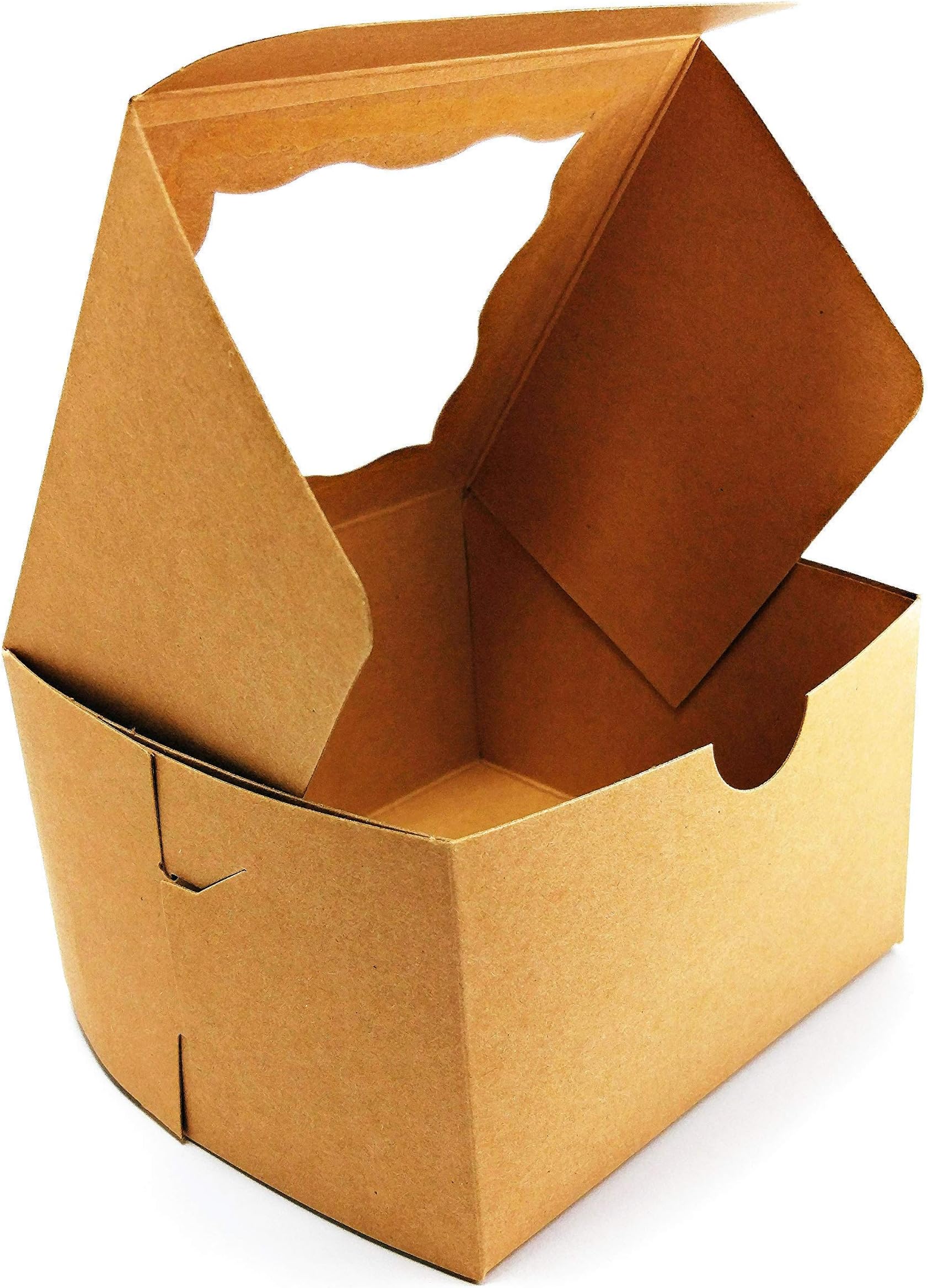 [50pack] Single Pastry Bakery Box with Window on top, Brown, 4x4x2.5 inch, for Cookies, Muffins, Weddings, Parties, babyshower Gift, Birthday Party Gifts