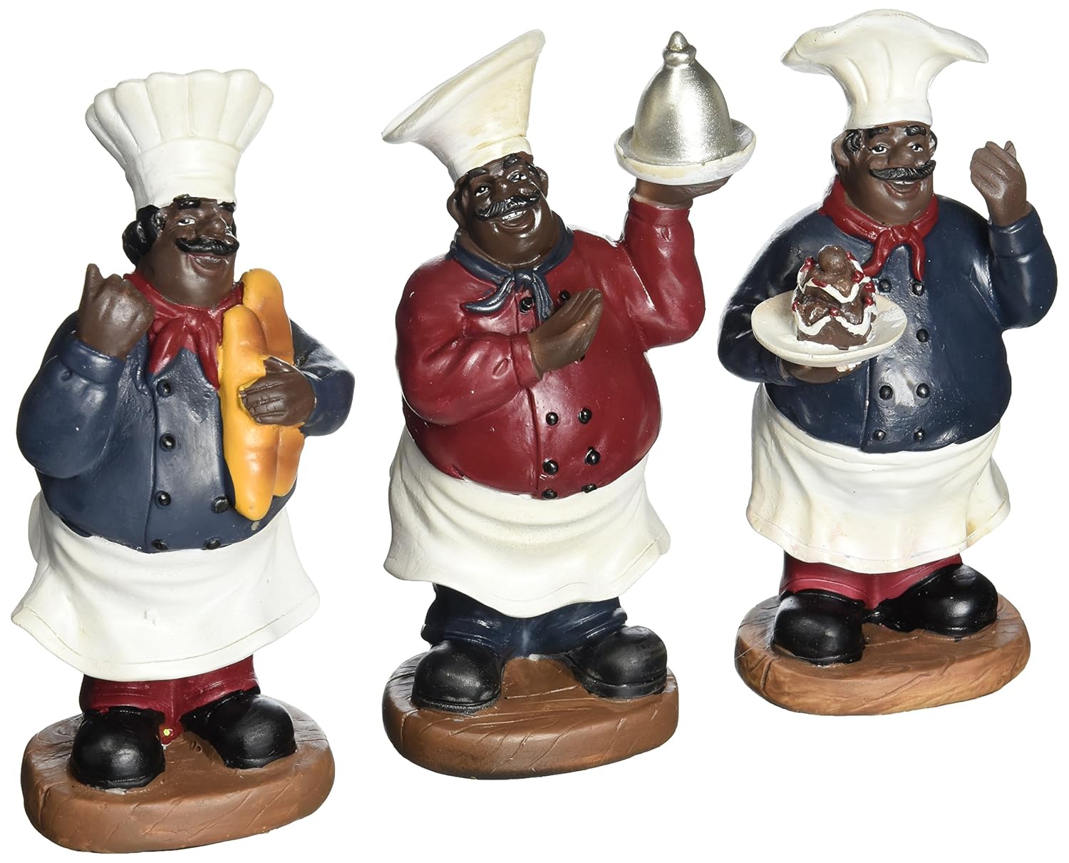 Fat Chef Kitchen Statue Set of 3 African Americans Table