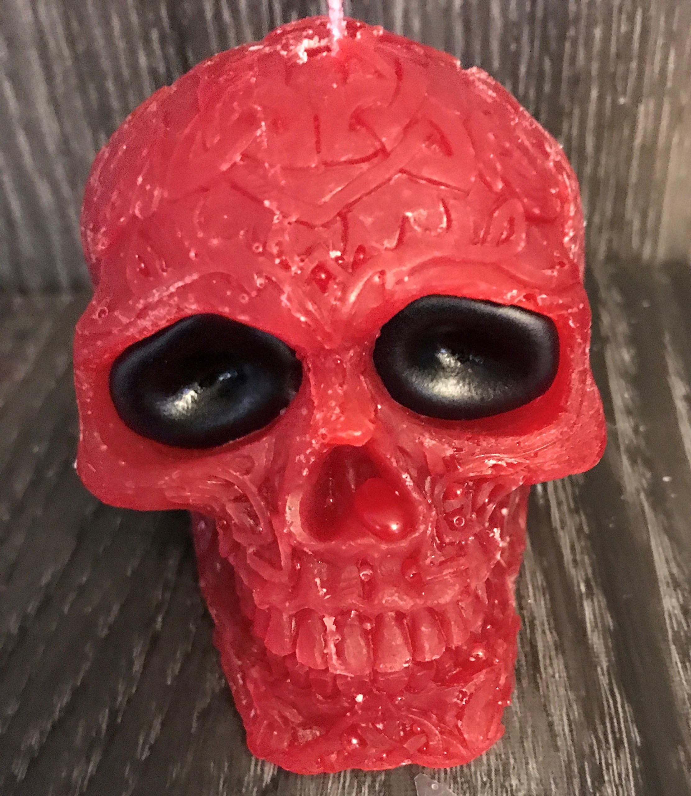 Skull Candle Red with Black Eyes VooDoo Love Scented 6oz