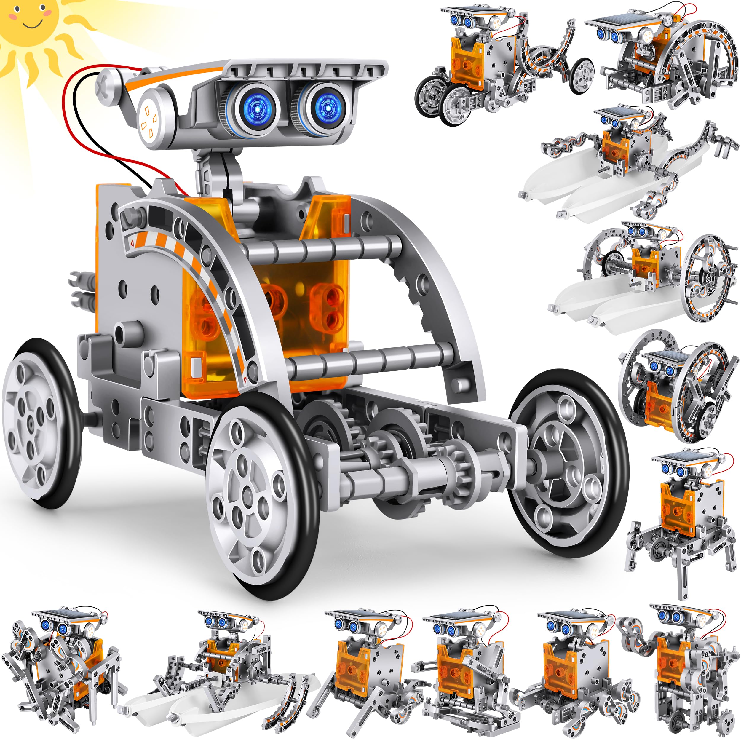 STEM 13-in-1 Education Solar Power Robots Toys for Boys Age 8+, Educational Toy DIY Science Kits for Kids, Building Experiment Robotics Set Birthday Gifts for 8+ Years Old Boys and Girls