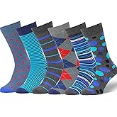 Easton Marlowe Mens Dress Socks - Fun Colorful Socks for Men - Cotton Patterned Fashion Mens Socks 6 Pack