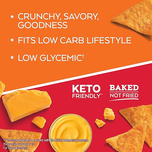ATKINS NACHO CHEESE PROTEIN CHIPS, 4G NET CARBS, 13G PROTEIN, GLUTEN FREE, LOW GLYCEMIC, KETO FRIENDLY, 12 COUNT
