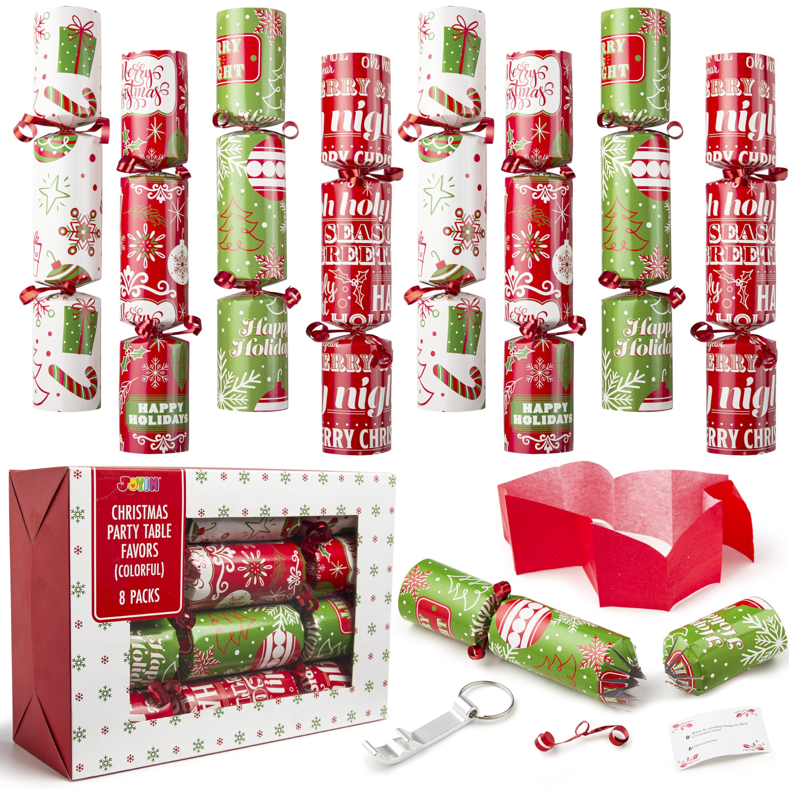JOYIN 8 Pack Christmas Party Favor Non-Snap Lettering Pieces Party Table Favors with Holiday Party Favor Supplies for Kids and Adults, Christmas Parties, Dinners and Holidays