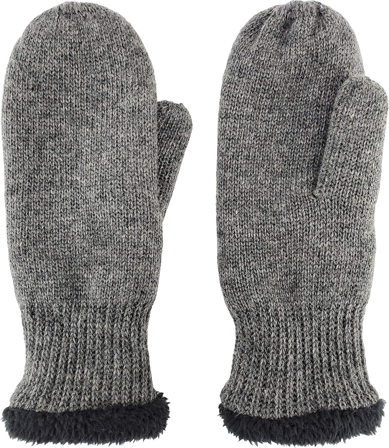 Bruceriver Womens Wool Blend Knit Mittens with Ultra Warm Soft Microfiber Lining (Grey) at  Women’s Clothing store