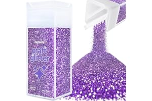 Hemway Craft Glitter Shaker 130g / 4.6oz Glitter for Arts, Crafts, Resin, Tumblers, Nails, Painting, Decoration, Festival, Cosmetic, Body - Ultrafine (1/128" 0.008" 0.2mm) - Purple