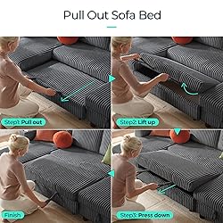 LINSY HOME Sectional Sleeper Sofa with Pull Out
