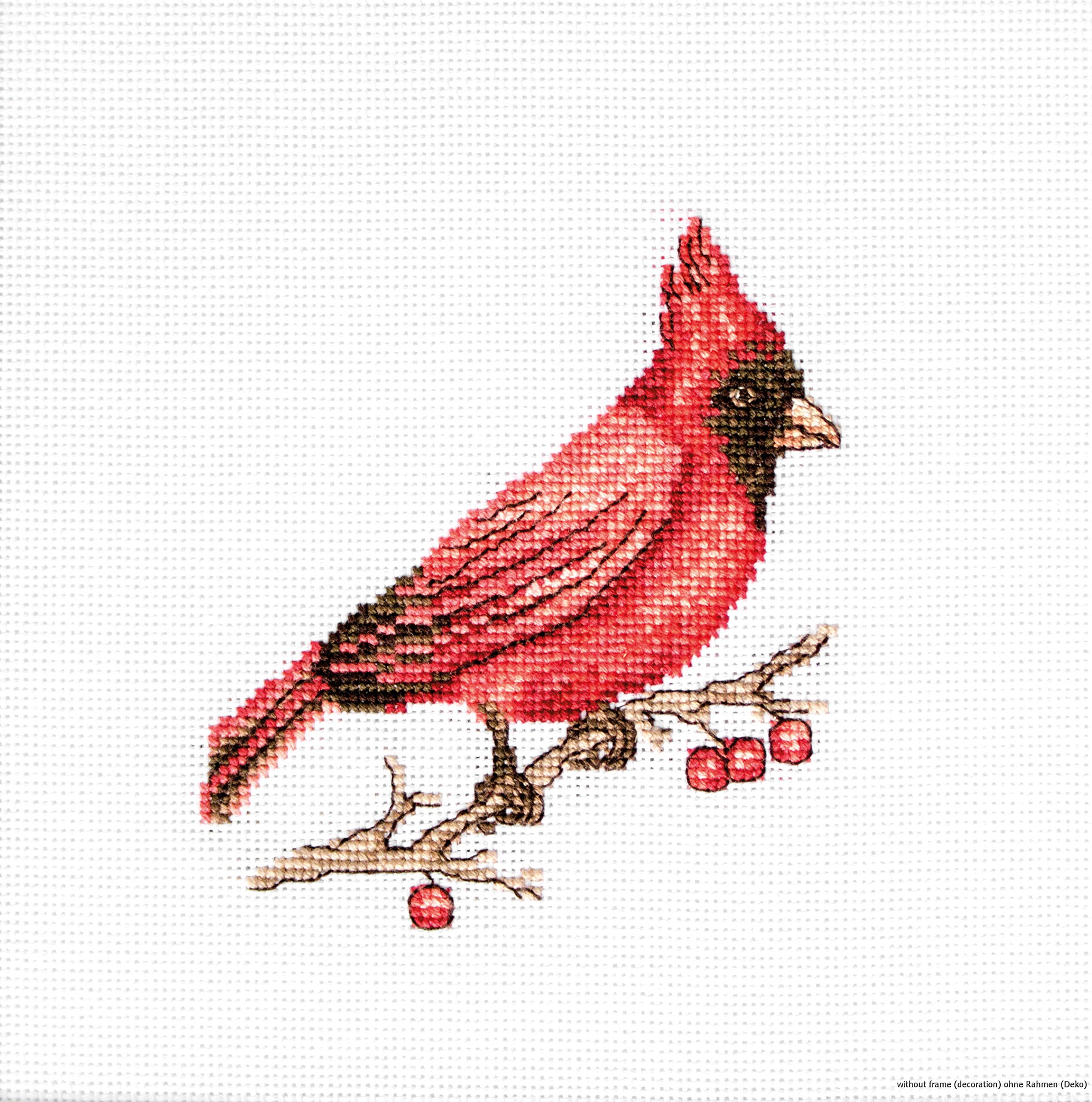Luca-S B1156 Cardinal Cross Stitch Kit, Cotton, Multi-Colour, 10 x 9 cm