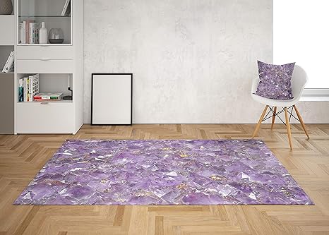 Amazon Com Amethyst Rug Crystal Rugs Purple Floor Mat Spiritual Rugs 2x3 3x5 4x6 5x7 5 Round Amethyst Crystals Rug Purple Area Rug Soft Rugs Unique Fabric Washable Rug 5 X 7 Kitchen