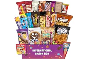 SNACKRUSH International Snack Box | 26 Full-Size Snacks From Around The World for Adults and Kids | Universal Yums for Office, Family, Gifts And Parties
