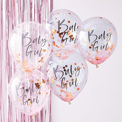 ginger ray twinkle globos decorativos con confeti diseno baby girl para baby shower color rosado y oro rosa