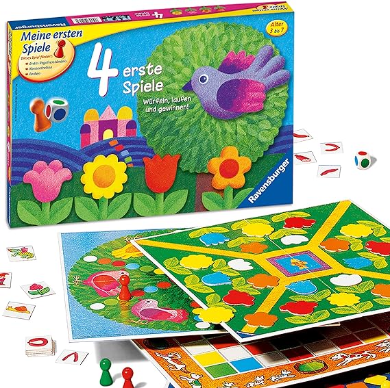 Ravensburger 21417 4 Erste Spiele Spielesammlung Fur Die Kleinen Spiele Fur Kinder Ab 3 Jahren Brettspiele Fur 2 6 Spieler Farbwurfel Amazon De Spielzeug