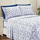 Elegant Comfort Softest and Coziest 6-Piece Sheet Set - 1500 Premium Hotel Quality Microfiber - Deep Pocket, Wrinkle Resistant 6-Piece Paisley Pattern Bed Sheet Set, Full, Paisley Indigo