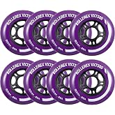 Rollerex VXT500 Inline Skate Wheels (8-Pack) (Various Size &amp; Color Options Available) -Indoor Outdoor- Intended for Roller Blade Wheel Replacement