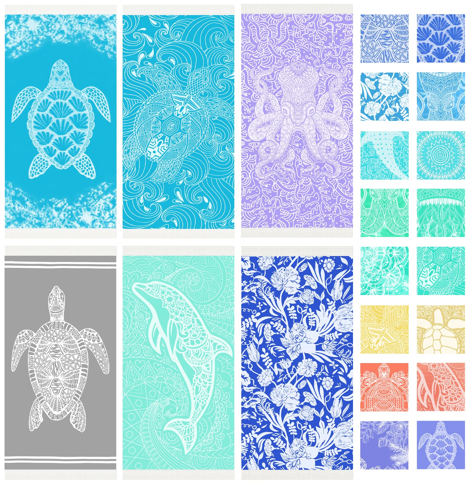 Vikumond Thin Turkish Beach Towel Lightweight Soft Cotton Extra Large XL Oversized Sand Free Sandproof Absorbent Quick Dry Towels Cloud Bath Pool Travel Compact Essentials Accessories for Adult Gifts Image