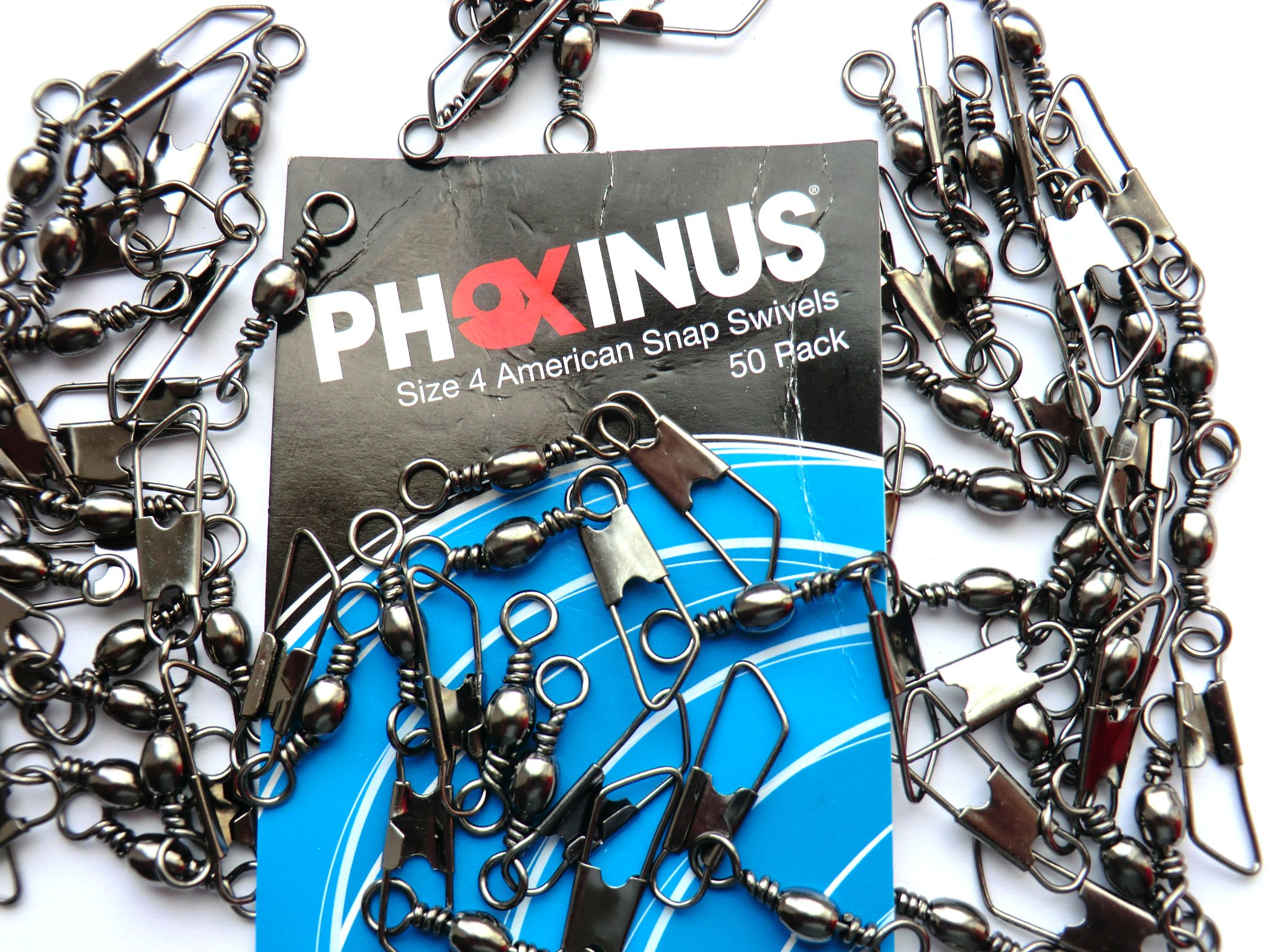 Phoxinus Black, American Snap Swivels Suitable for Carp, Pike and Sea Fishing (Size 4, 50 Pack)