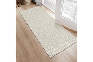 Collive Boho Kitchen Runner Rugs 2x4.3 Washable Bathroom Rug Runner Non Slip Indoor Doormat Tan Cotton Woven Front Door Rug Carpet Runner Rugs for Front Porch Entrance Entryway