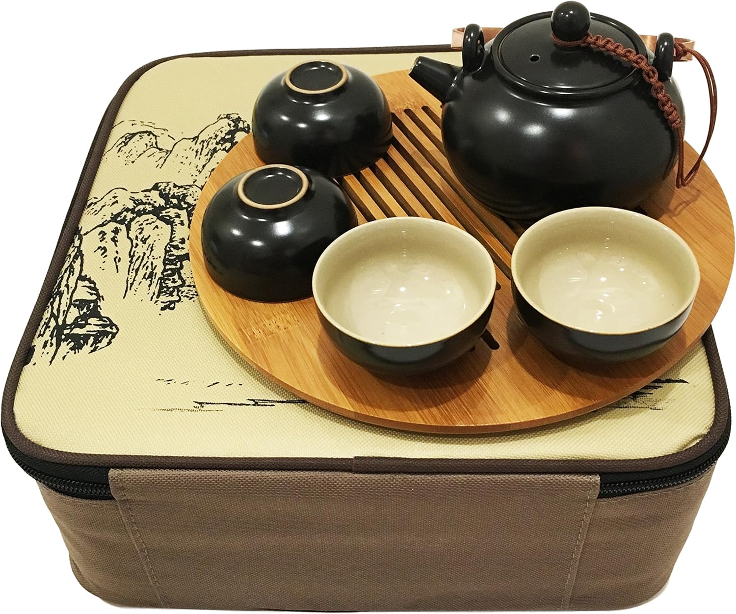 Chinese Tea Set with Travel Bag 5 Piece Tea Service with