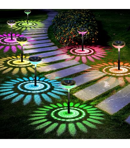 YMYNY Lot De 2 Lampes Solaires De Jardin Avec 7 Couleurs Changeantes