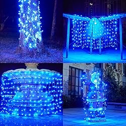 Dirnun Led Christmas Net Lights Blue Outdoor
