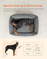Feandrea XXL Linen Look Dog Bed with Raised Edges 120 x 90 cm Grey view 9