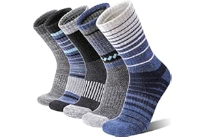 Welwoos 5 Pairs Merino Wool Hiking Socks Thermal Winter Warm Moisture Wicking Cushion Outdoor Socks for Women & Men
