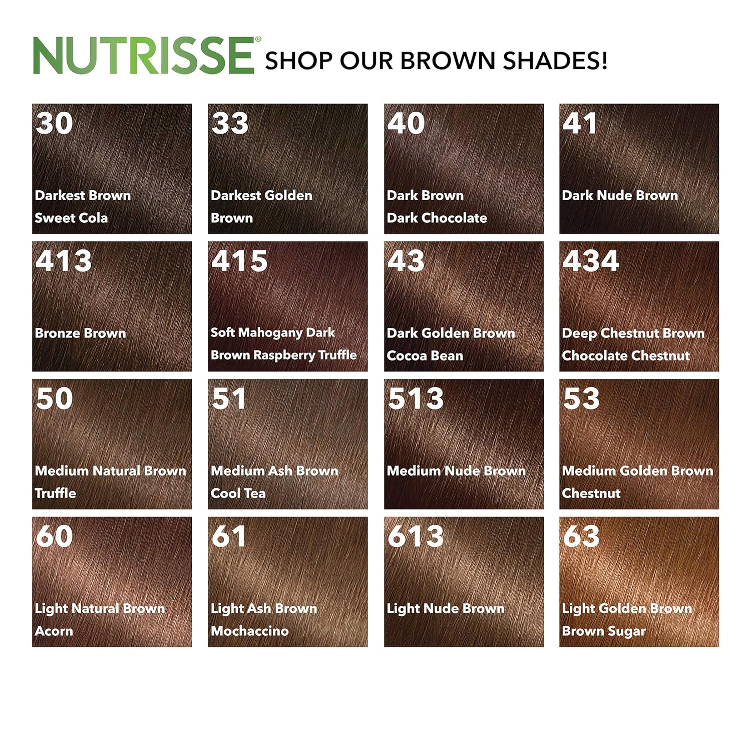 Garnier Nutrisse Nourishing Hair Color Creme, 50 Medium Natural Brown (Truffle) (Packaging May Vary) : Chemical Hair Dyes : Beauty
